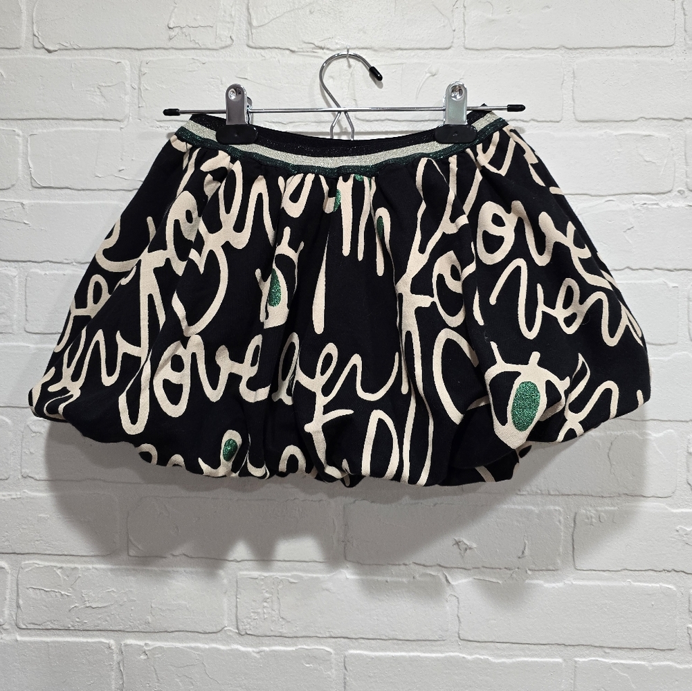 Catimini Black and Cream Ruched Bubble Mini Skirt Size 8 Girls